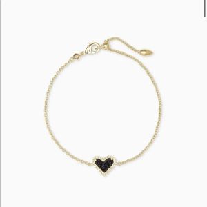 Kendra Scott Ari Heart Gold Chain Bracelet In Black Drusy